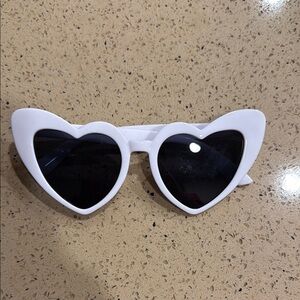 Heart-Shaped White Sunglasses